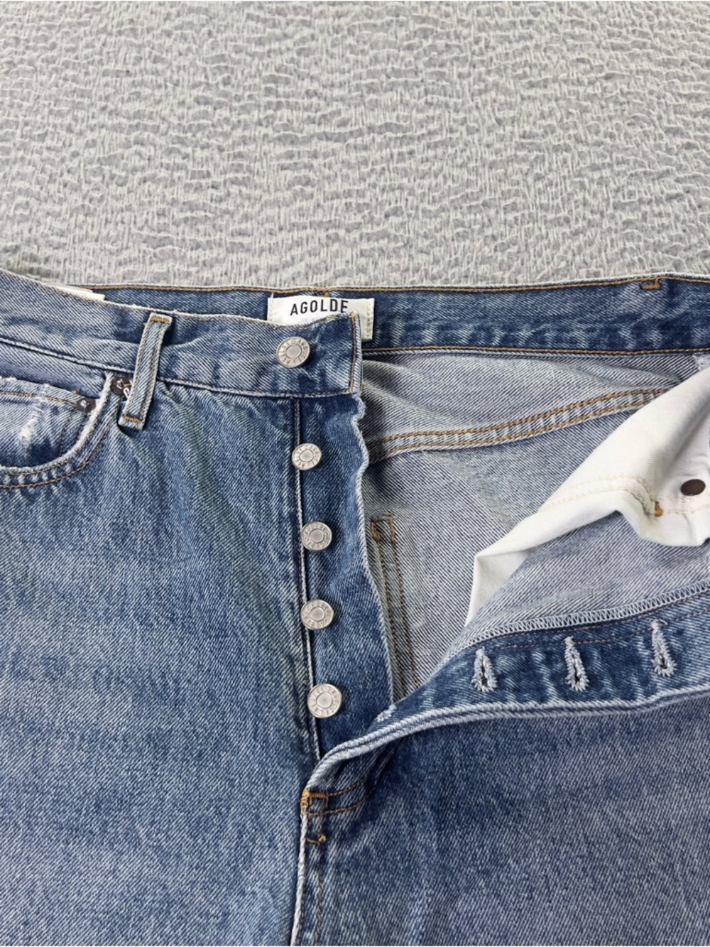 Agolde Jeans Womens 27 Blue 90's Pinch Waist High Rise Distressed Button Fly - Picture 7 of 10